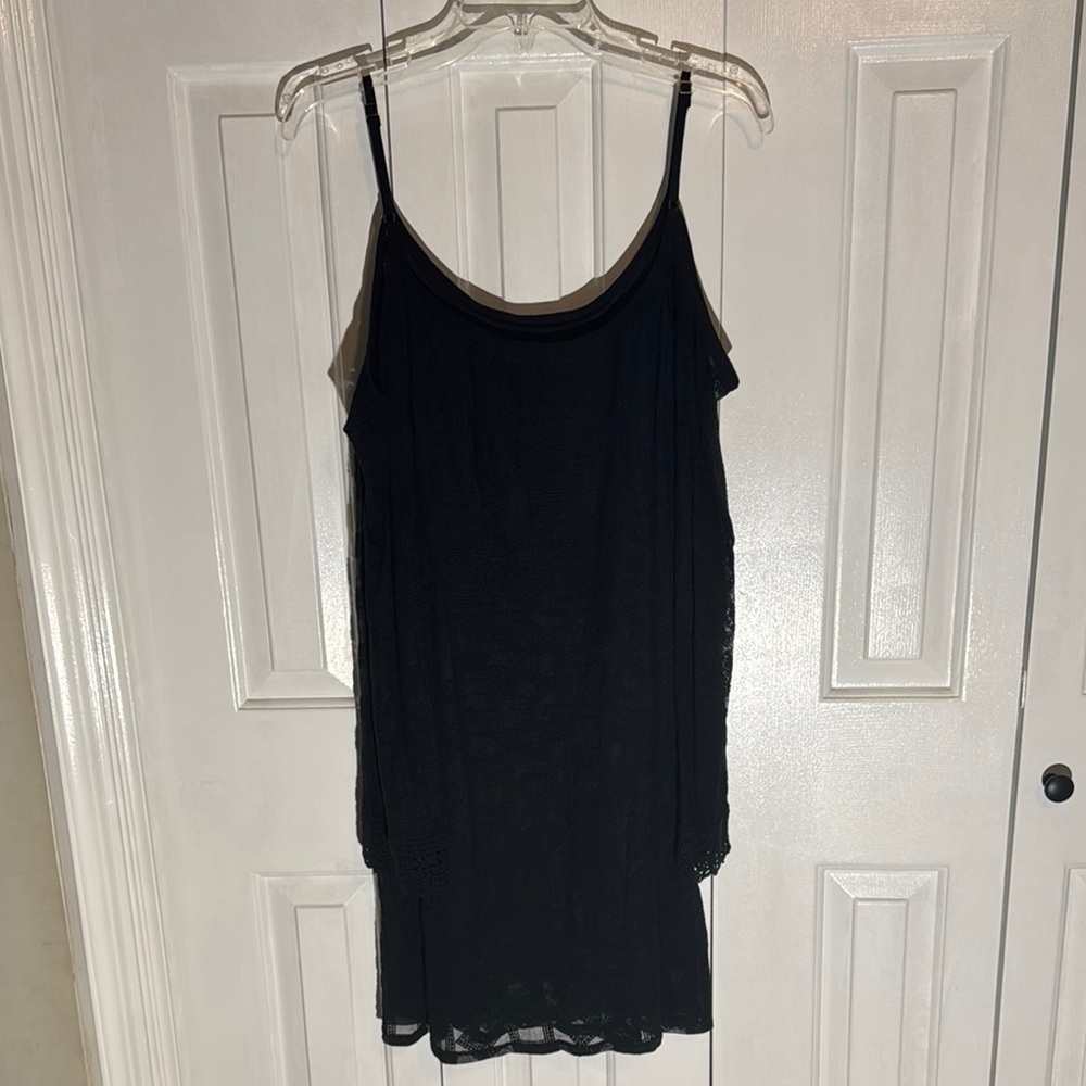 Xhilaration Black Sheer Long Sleeve, Shoulder Cut Out Camisole Dress